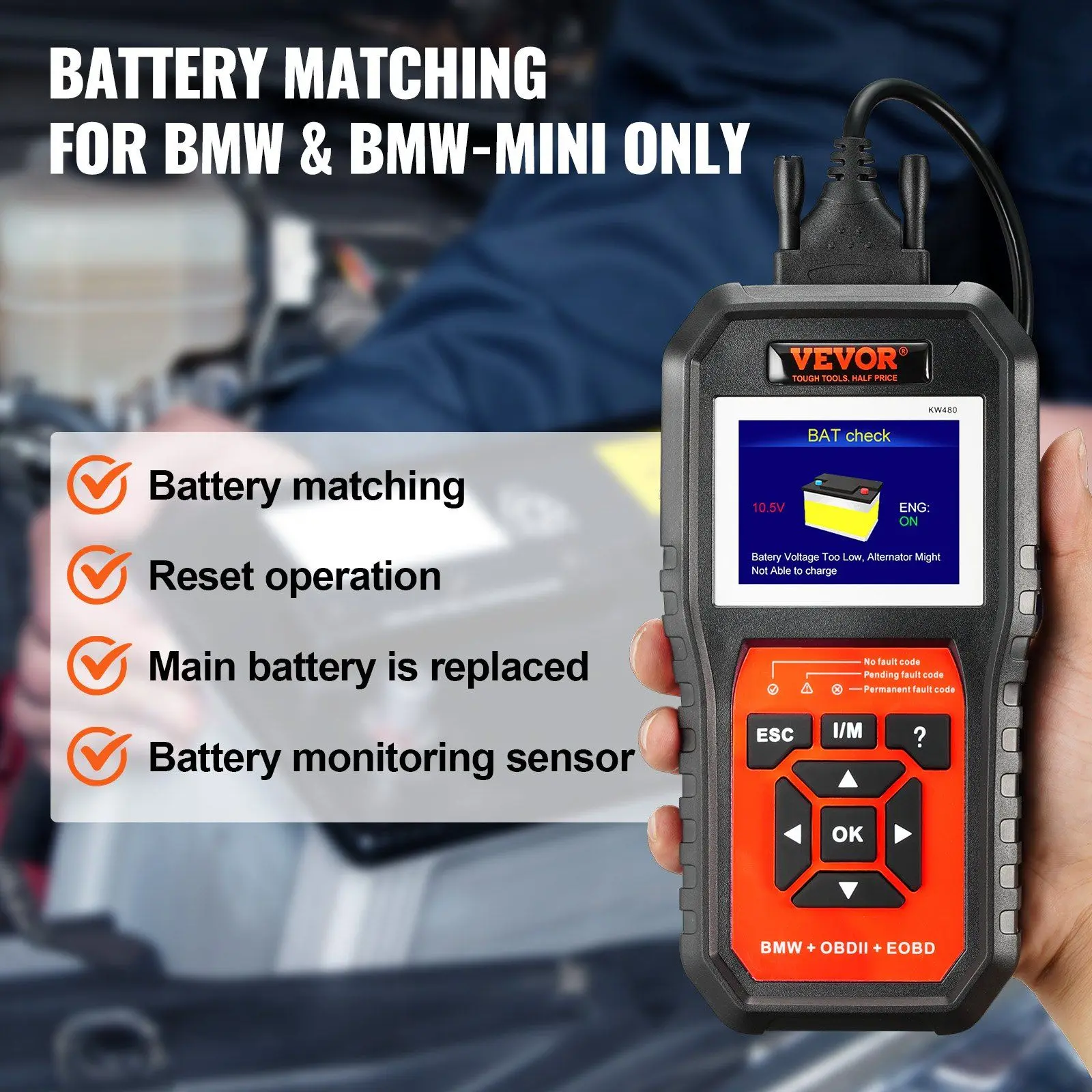 Spring new arrivals BMW OBD2 Scanner Diagnostic Tool, For BMW/Mini/Rolls-Royce, Full System Diagnostic Scan Tool, 12 Special Functions, Car Read Code Reader with CBS SAS EPB ECM DME/DDE Oil Reset Battery Matching