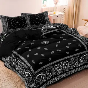 Mandala Floral Pattern Decorative Duvet Cover Set, 3-Count Set Including 1 Duvet Cover & 2 Pillowcases without Filler, Soft and Comfortable for Home Bedroom