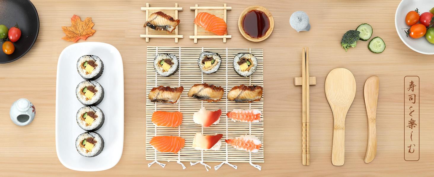 Sushi Making Kit, 16 in 1 Premium Sushi Maker, Suitable for Beginners/Professional Sushi Makers with Sushi Bazooka Roller, Bamboo Sushi Rolling Mat, Sushi Knife, Guide Book & More (Black)