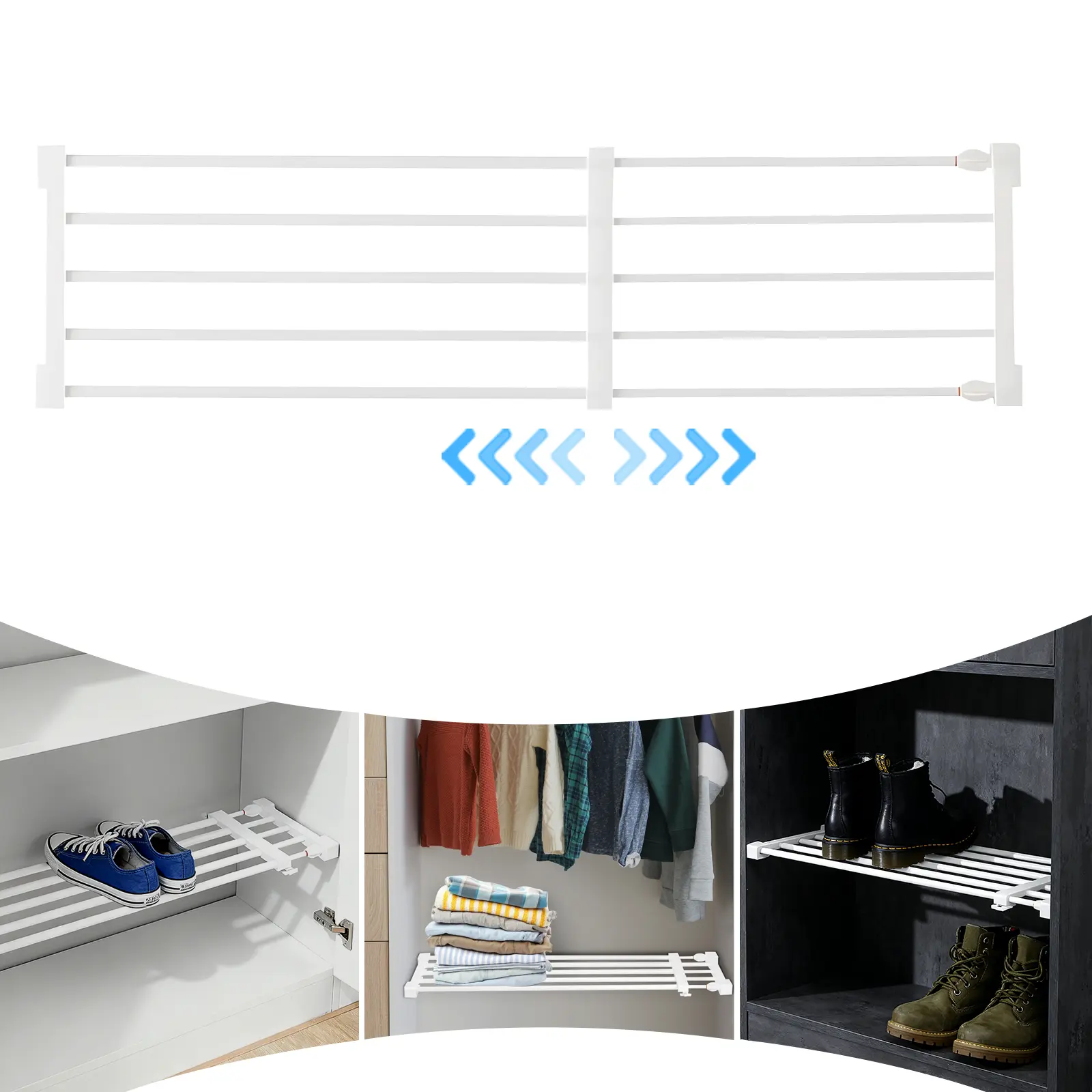 50cm Minimalist Carbon Steel Shelf Divider, Tool-Free Adjustable Shelf Rack for Kitchen Cabinet, Clothes & Shoes Storage Racks