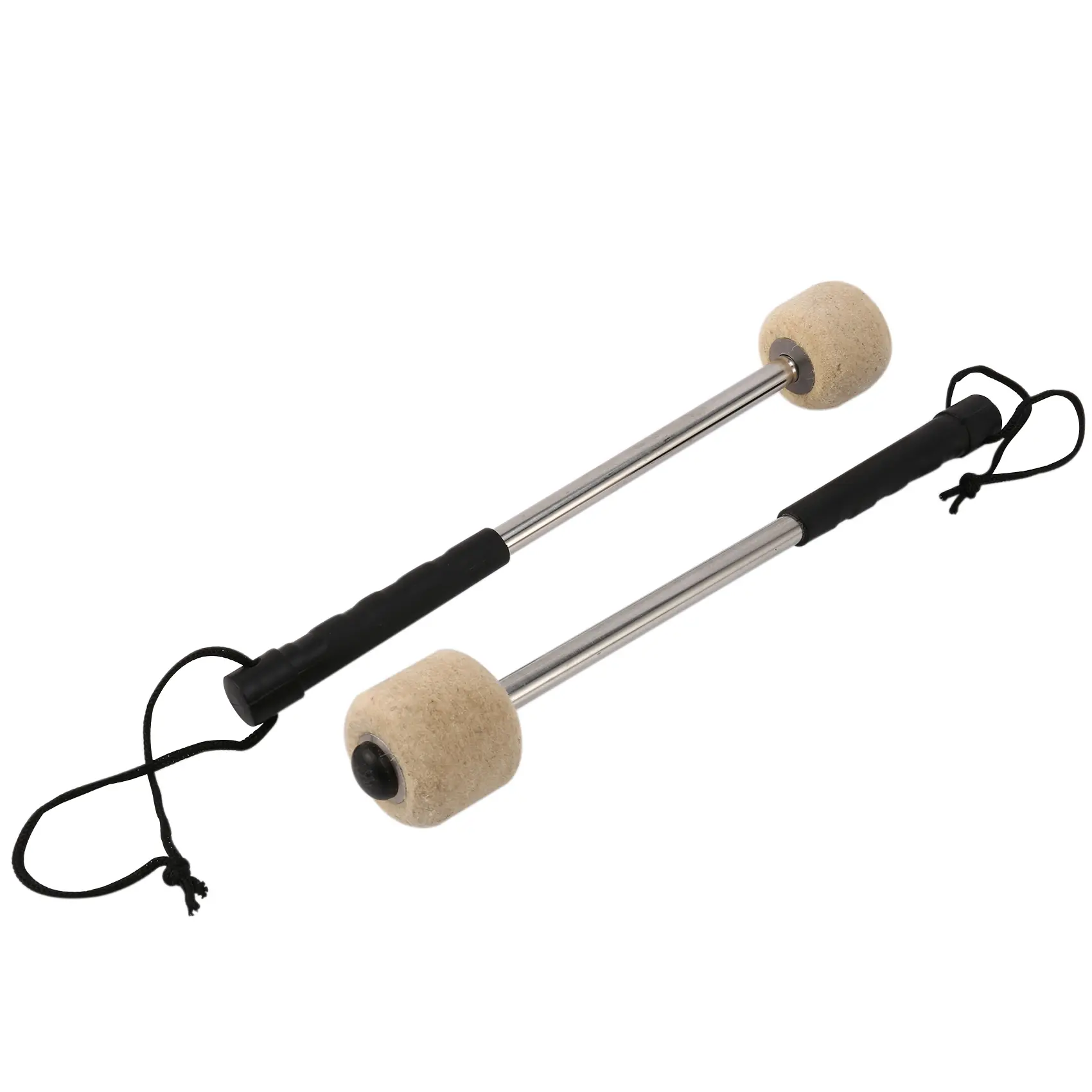 Motorcycle Accessories 2Pcs Felt Head Mallets, Felt-SS Construction, Skid Resistance Textured Stainless Steel Handles, Wrist-Attached Rope, 0.51 inch, 1.57 x 1.97 inch, 32 cm, White