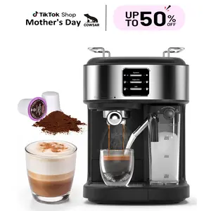 COWSAR Espresso and Cappuccino Machine, 20Bar Latte Machine with Automatic Milk Frother, 3 in 1 Professional Semi-Automatic Espresso Maker with Dual Heating System & Capsule Compatible