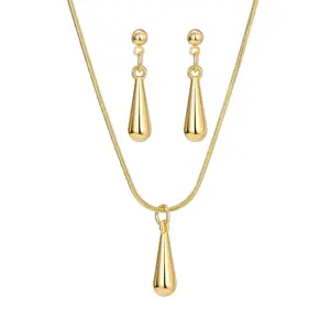 Elegant Teardrop Jewelry Set for Women, Trendy Metal Teardrop Necklace and Stud Earrings Set, Minimalist Statement Jewelry for Party, Wedding, Daily Wear & Gift