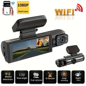 Dual-Lens Dash Cam for Cars, Front 1080P & Rear 720p, WiFi Enabled, Night Vision, Loop Recording, Car Dvr, Video Recorder, WiFi Car Dashcam