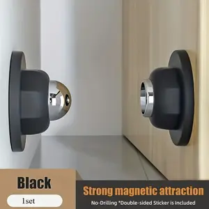1 set Short Door Stopper, Door Hardware, Strong Magnetic Door Stops For Short Door Gap, No Drilling Door Stop With 3D Adhesive Tapes, Anti-Collision Silicone Door Holder For Wall And Floor Mounting To Keep Door Open