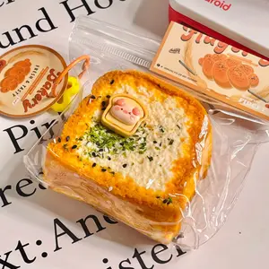 【Buy 3 get 1 free】Small Toast Original Flavor Double LayerFood-Grade Silicone Slow-Rising Rebound Squishy Fidget Toys for Stress Relief - Soft Squeeze Toys with Thick Creamy Slime Texture, Handmade Non-Toxic Sensory Toys