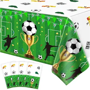 4 Pack Soccer Party Tablecloth Soccer Birthday Decorations Sports Party Table Covers Football Table Cloth Football Themed Birthday Parties Decorations for Sport Themed Parties Supply 51 x 86 Inch