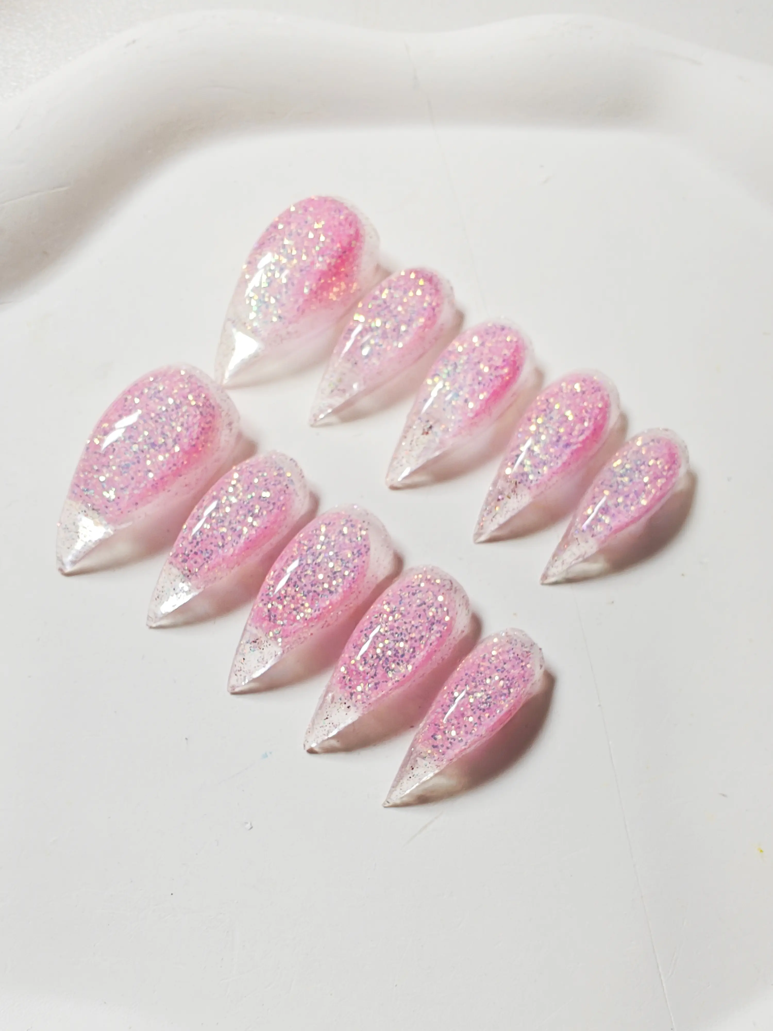 JmDrnails water cat Claw Nails glow in the dark 10 Pcs Handmade Acrylic Press on Nails Holographic Glitter Accents | Salon-Quality sparkly desgin Statement Nails