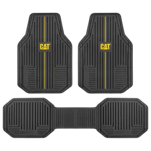 CAT® Heavy-Duty 4 Piece Black Floor Mats for Cars, Trucks & SUVs - Trim-to-Fit All-Weather Rubber Car Mats Full Set, Waterproof Interior Accessories, Car Rug Protection & Automotive Floor Liners