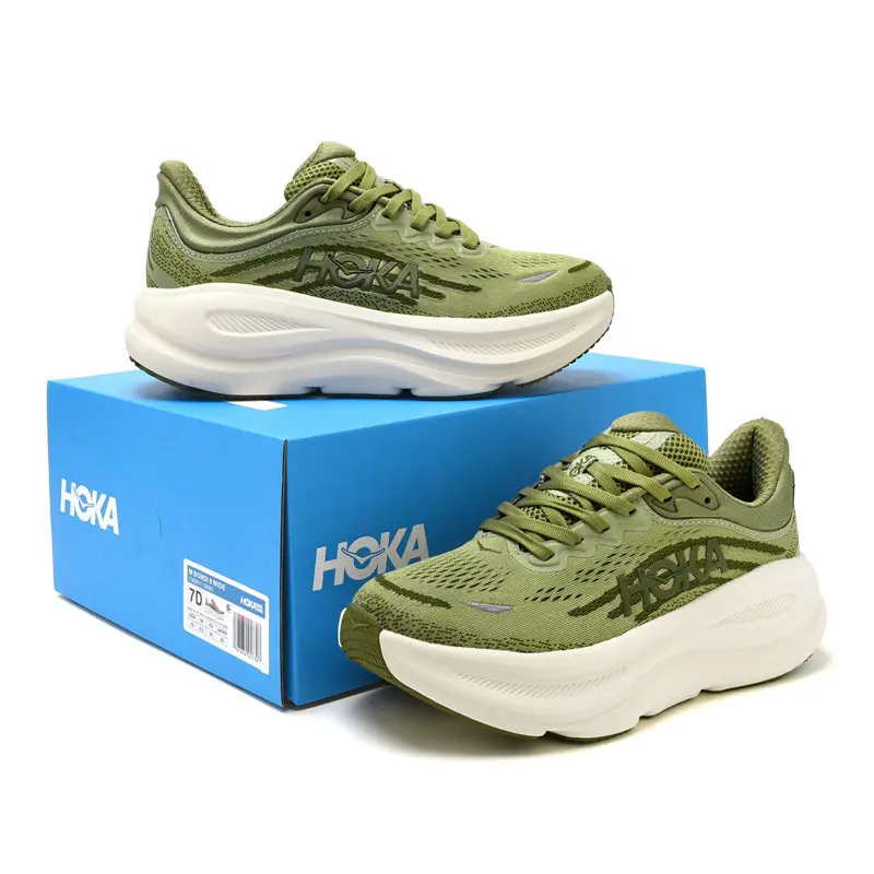 Breathable Olive Green Mesh Running Shoes Thick Soft Cushion Midsole Anti Slip Outsole Unisex Gym Jogging Walking Athletic Footwear