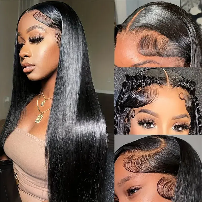 Cynosure 220% Density 13x6 Lace Frontal Wigs Pre Plucked HD Lace Skin Melted Brazilian Straight Human Hair Wigs Pre Cut Drawstring Ready to Wear Wigs For Women #DealsForYou