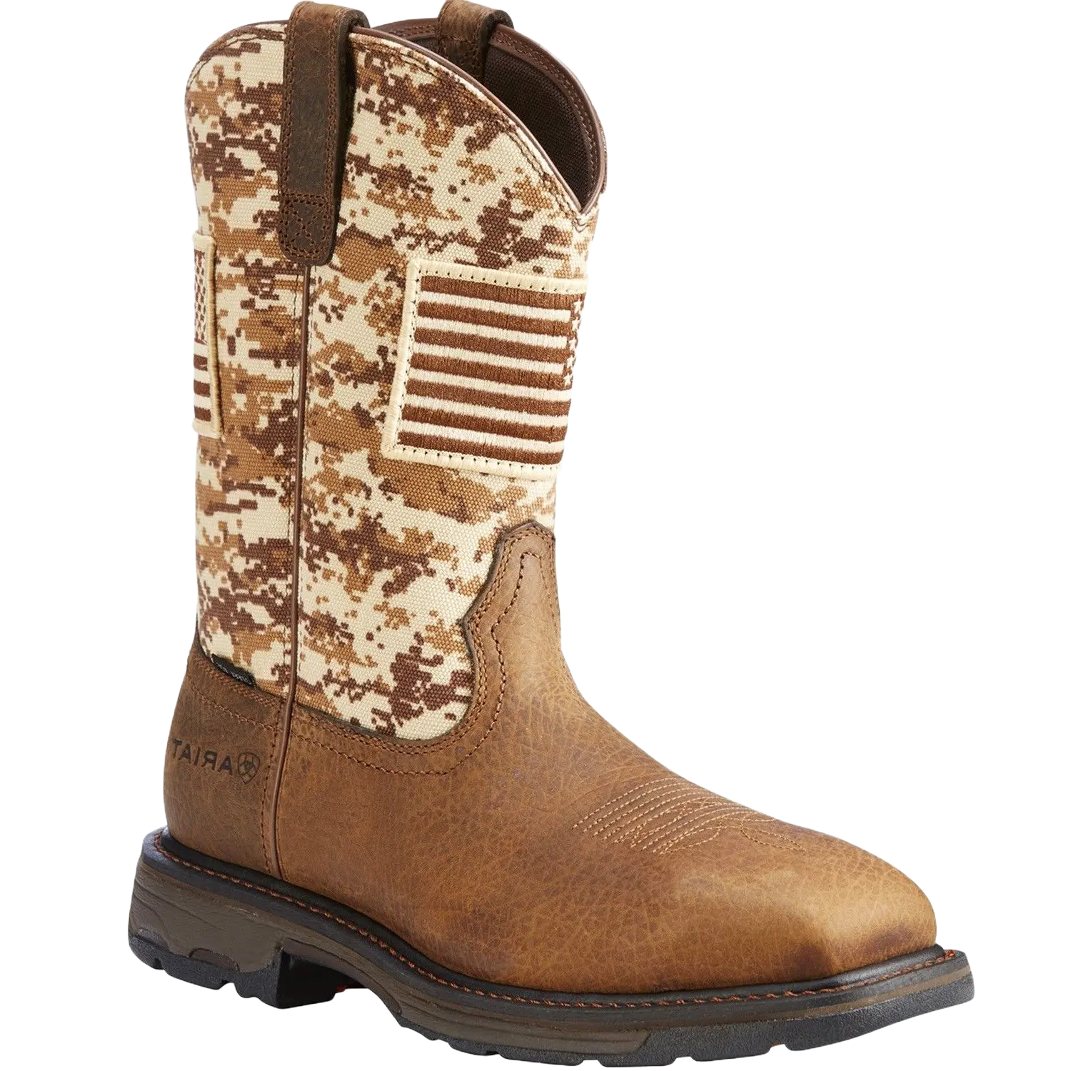 Ariat Men's Brown Workhog Patriot Square Steel Toe Work Boots 10022968