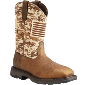 Ariat Men's Brown Workhog Patriot Square Steel Toe Work Boots 10022968