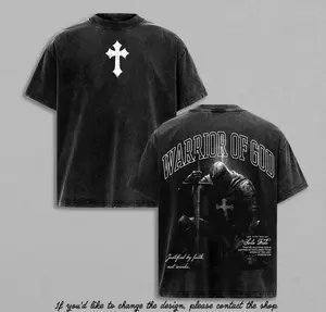 Vintage Washed Armor of God Graphic Tee | Heavy Cotton Christian Streetwear T-Shirt | Faith Based Jesus Believer Apparel | Warrior Knight Shirt