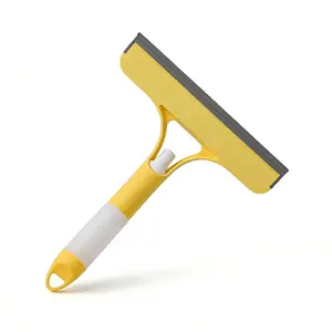 3 in 1 Spray Window Scraper and Squeegee, All Purpose Household Cleaning Tool for Glass, Mirrors, Shower Doors and Cars, White & Yellow