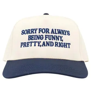 [ HOT 2026 ] Sorry for Always Being Funny, Pretty, and Right Embroidery Snapback Hat, Baddie Confidence Trucker Style Hat, Embroidered Snapback Hats, Classic Khaki and Black Trucker Hat, Wife Humor Couple Cap, Gift for Hot Girls with Opinions