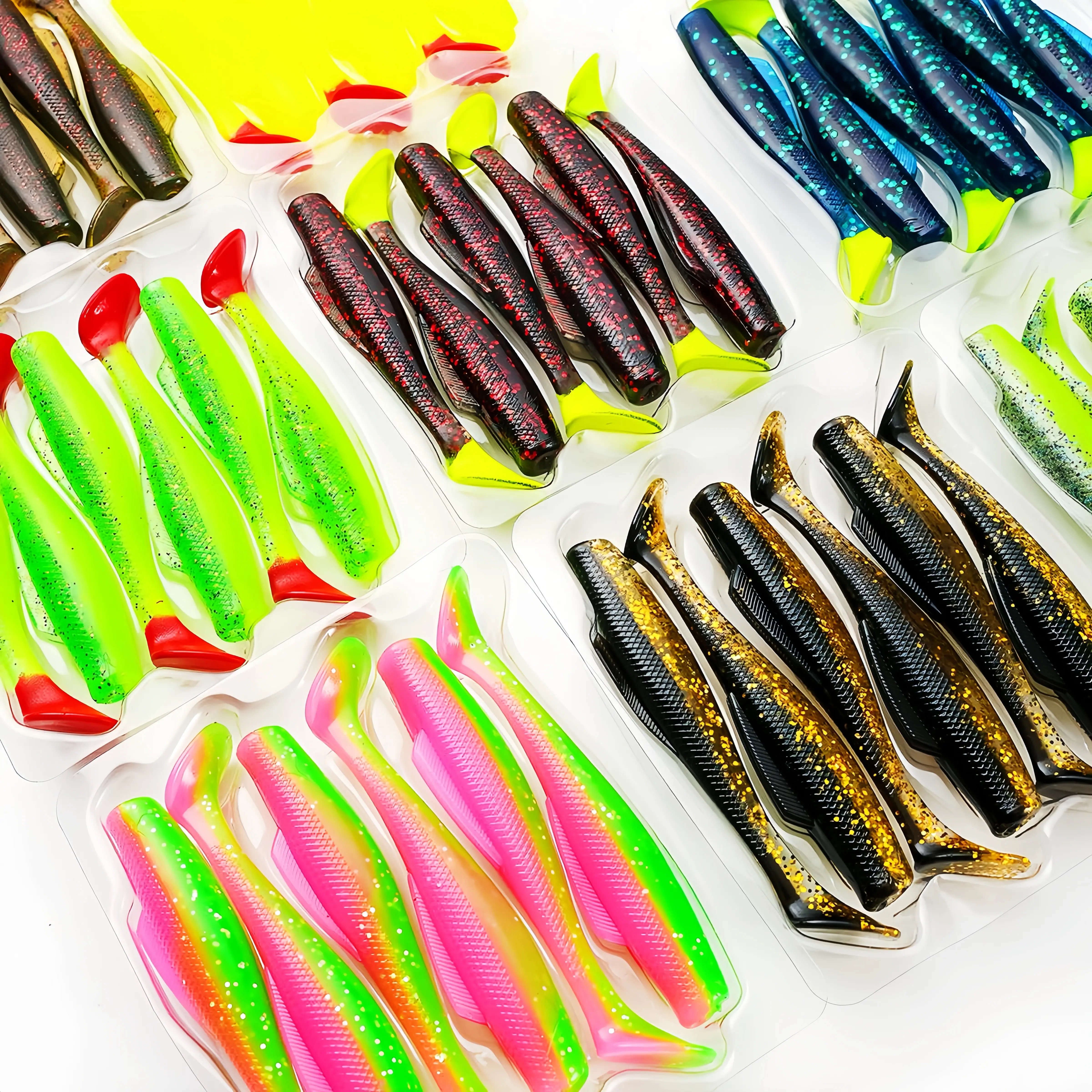 MinnowZ Soft Plastic Paddle Tail Swimbait, Artificial Fishing Bait for Freshwater-Saltwater Sports & Outdoor Recreation Equipment