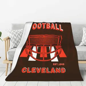 Cleveland Football Flannel throw blanket - for sofas, beds, living rooms, chairs, cars, beaches, travel, outdoor use, air conditioning covers - rectangular shape, the perfect gift for sports enthusiasts