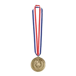 Beistle Gold Medal with 30" Ribbon for Party Fun - Plastic Award with Fabric Ribbon for Celebrations