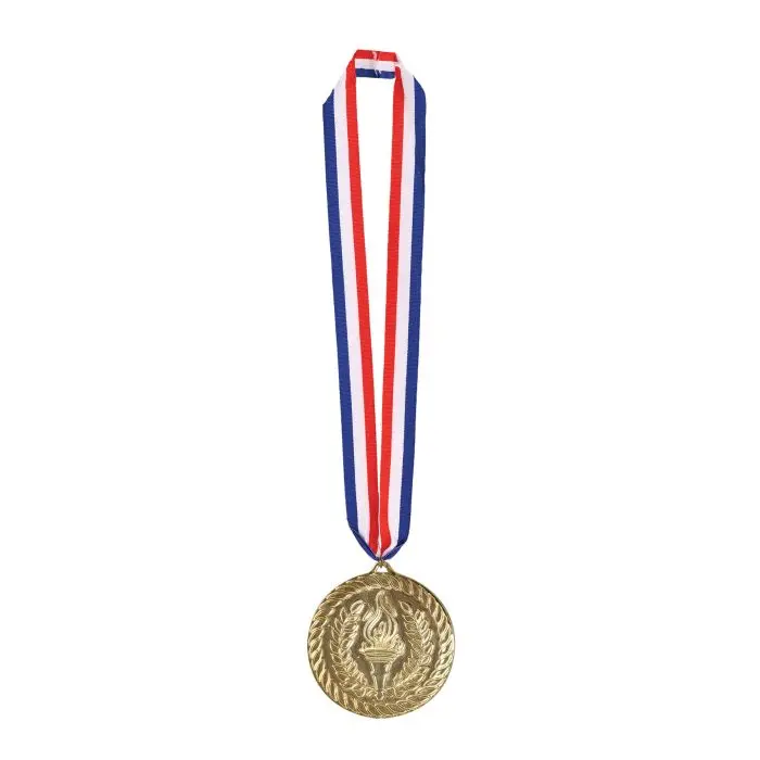 Beistle Gold Plastic Medal - 4-in Size, 30-in Fabric Ribbon, Durable and Charming Festive Award Accessory, Quality and Authenticity Guaranteed Party Decorations for Home Supplies