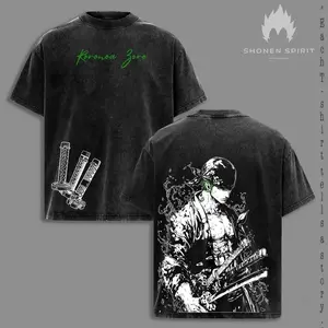 Roronoa Zoro T-Shirt, One Piecee Anime Tee, Three Sword Style Shirt, Santoryu Graphic Top, Vintage Washed Streetwear, Green Aesthetic Design, Wano Arc Zoro Tee, Oversized Unisex Outfit, Shonen