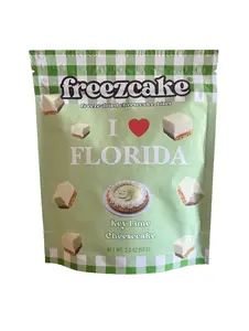 Freezcake Freeze-Dried Key Lime Cheesecake Bites Snack Cakes, 2 oz Wheat Bag Dry Snack Pack, Ambient Room Temp Cupboard Shelf-Stable, 24 Months Shelf Life, Travel-Ready Florida Dessert Treats