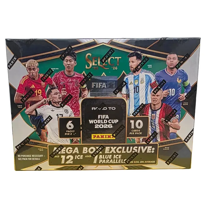 Hobby 2025/26 Panini Select FIFA Road to World Cup Soccer Mega Box (Blue Ice)