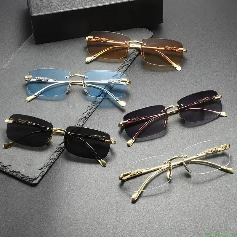 Oversized Square Sunglasses for Women, Stylish Semi-Rimless Design with Blue Light Blocking Lenses, Eco-Friendly PA Frame & Metal Temples, Vintage Trendy Sunglasses, Stylish Sunglasses