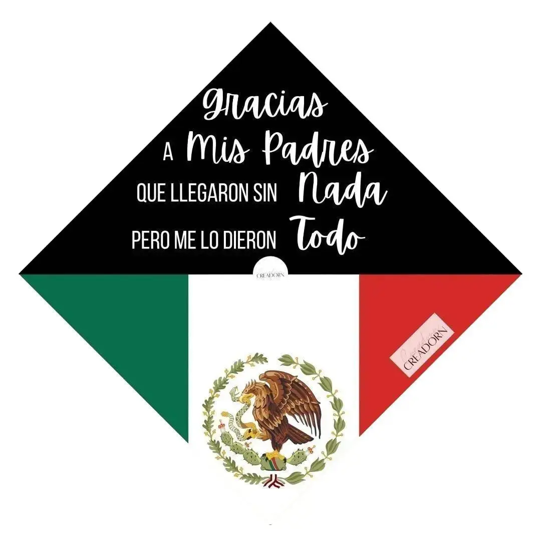 Mexico Flag Digital Grad Cap Topper Decor, Mexican Spanish Quote Graduation Hat Decoration Accessory, Graduation Accessories
