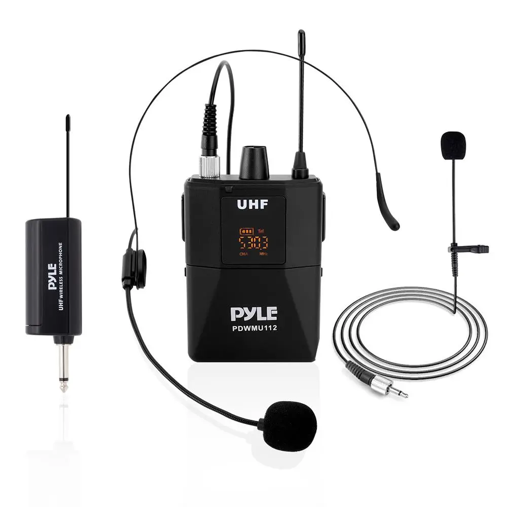 Universal UHF Wireless Microphone | Rechargeable Adjustable Headset Microphone with Noise Reduction - Audio Receiver and Connecting Cable, 8 Channels, LED Digital Display, 160FT Range, PA Speaker Compatible