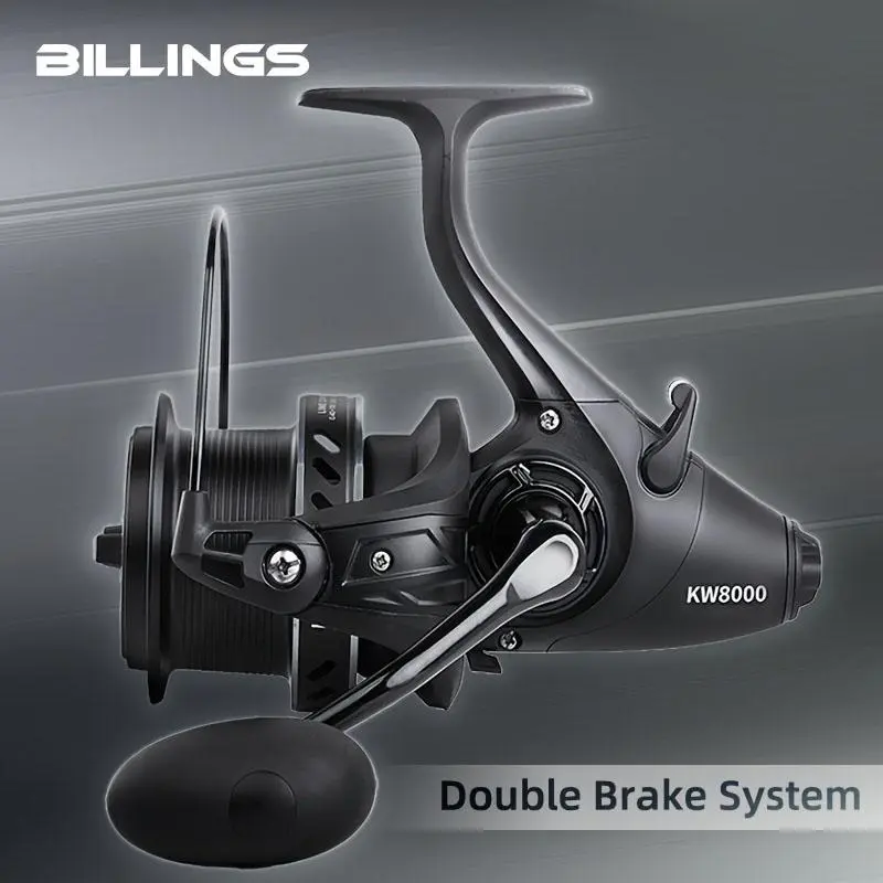 BILLINGS KW Series 5000-12000 5.2:1 Gear Ratio 40LB Max Drag Metal Spool Spinning Fishing Reel, Double Brake System Fishing Reel, Outdoor Fishing Accessories, Fishing Accessories, Fishing Supplies, Fishing Gear Set, Fishing Equipment, Fishing Stuff