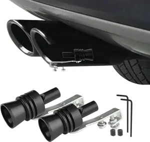 2PCS Car Turbo Whistle, Aluminum Alloy Universal Turbo Whistle, XL Size Aluminum Alloy Universal Turbo Sound Exhaust Muffler Pipe Whistle Car Roar Make (Black)
