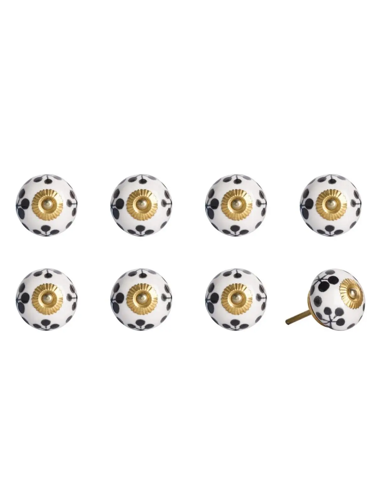 212 MAIN Drawer Pull Knobs - 1.5 in, Black & White, Hand-Painted Ceramic-Metal, Set of 8, Traditional Home Decor for Large Appliance Parts & Accessories