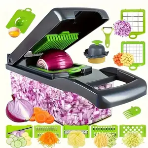 Vegetable Chopper, Pro Onion Chopper,16 in 1Multifunctional Food Chopper,Kitchen Vegetable Slicer Dicer Cutter,Veggie Chopper With8Blades,Carrot and Garlic With Container cortado rade verdura s multifunctional food chopper veggie tableslicer tiktok shop