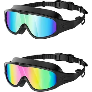 Swim Goggles 2 Pack for Adult Men Women, Anti-fog UV Protection No Leak 180 °   Wide View Clear Vision Pool Goggles for Audlt, No Leaking Summer Gifts for Men Women Kid Swimming Accessories