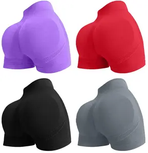 4 Piece Women's fitness shorts Yoga Gym seamless stretch high-waisted pants 4 Piece Women's fitness shorts Yoga Gym seamless stretch high-waisted pants