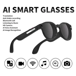 Gradient AI Smart Glasses, Multifunctional Smart Glasses, 2MP HD Cameras, 1080P Anti-Shake Video Recording, 3 Lens(Sunglasses + Anti Blue Lens) for Travel Sports Video Recording, Hands-free BT Calling, AI Translation, Object Recognition