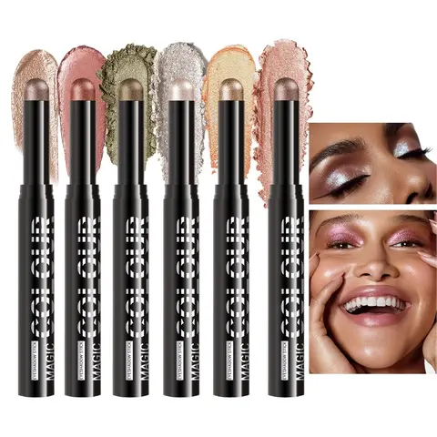 Cool Story 6-Pieces Enhance Eyes Eyeshadow Stick Set (Set B 6pcs), Matte-Shimmer Highlighter Pencils, Waterproof All-Day Wear Gentle Cosmetic, Smooth Flawless Easy Eye Makeup Crayons for Daily Use