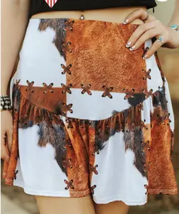 L&B Western Horse Print Ruffle Mini Skirt