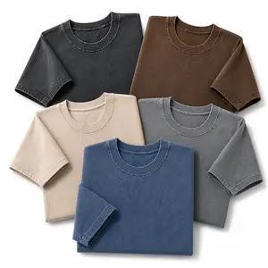 Men Women 5-Pack Vintage Acid Wash Short-Sleeve Plain T-Shirt, Oversized Crewneck Quick-Dry Breathable Sweat-Wicking Active Wear, Y2K Streetwear Gym Workout Essential Blank Bundle, Shortsleeve acid  gift springglowup,summervibes