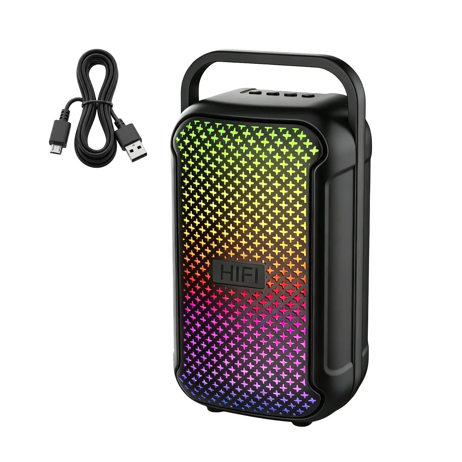 Portable Party Bluetooth Speaker, Modern Simple Style with Dual 3 Inch Speakers, Powerful Bass Performance, Built-in FM Radio, Supports USB/TF/AUX/MIC/TWS Functions, Great for Outdoor Sports, Camping and Gatherings