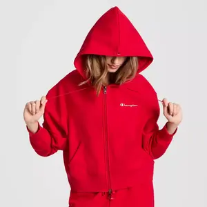 Champion Women's Cropped Fleece Zip-Up Sweatshirt - Red L