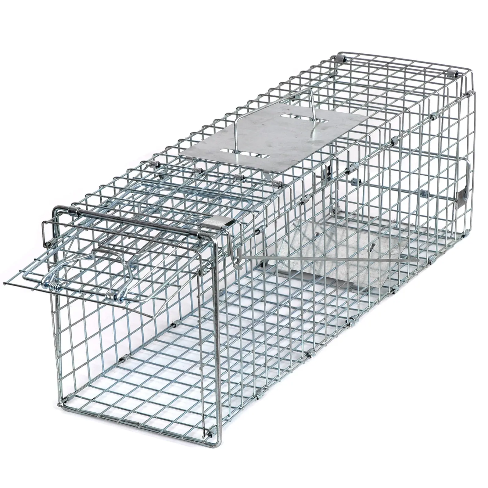 Extra Large Multi-Use Steel Live Animal Trap Cage - 24"x8"x7.5" Pre-Assembled High Wall Enclosure for Garden Rodents, Raccoons (Pet & Farm Animal Supplies)