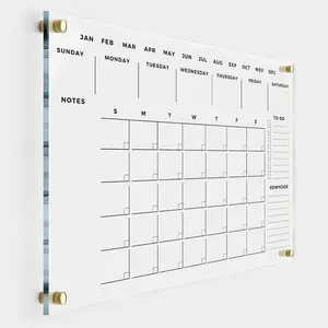 Weekly Premium Large Glass Calendar - Reusable Board for Office and Home - Dry Erase Board - Acrylic Wall Calendar for Wall Family Calendar Calendar w Marker