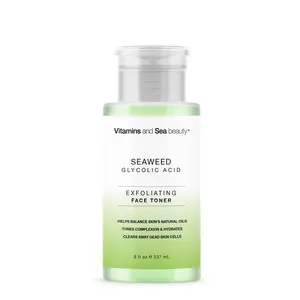 Exfoliating Face Toner with Seaweed & Glycolic Acid – Tones, Hydrates & Clears Dead Skin Cells – Oil Balancing Toner for All Skin Types – Vegan, Paraben-Free, Cruelty-Free – 8 fl oz