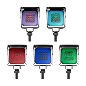 2PCS Double Sided Square LED Fender Base Turn Signal Light Amber Red with Chrome Visor Square Truck Trailer Fender Tail Turn Signal Light with Side Reflective Markers Driver Side and Passenger Side