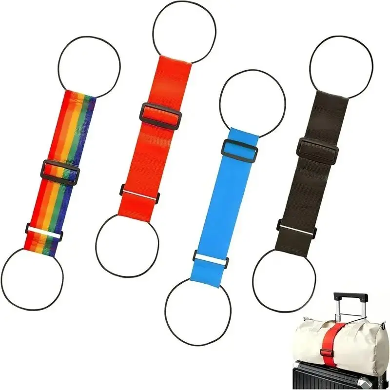 2 Pcs Multi Use Strong Adjustable Luggage Connector Straps For Suitcases Rainbow Travel Straps Secure Organize Anti Theft Straps-YY