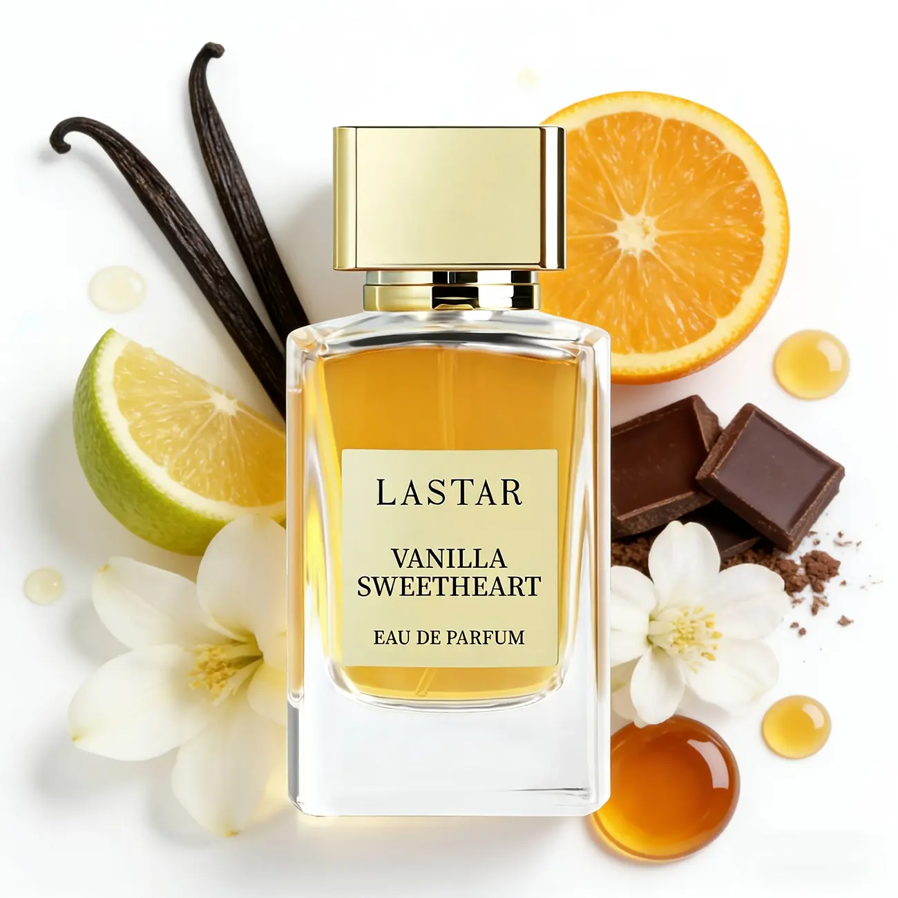 LASTAR feminine perfume with vanilla aroma, cocoa notes and amber, is perfect for special nights. It radiates a warm and sensual charm. It is the ideal gift for women and can also be a Valentine's Day gift.