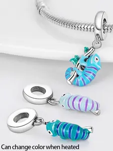 Colorful Chameleon Design Pendant Charm, Cute Animal Design Charm for Women & Girls, Fashion Accessories for Bracelet & Necklace Making