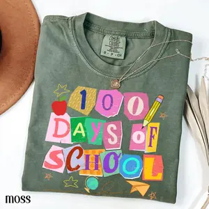 Comfort Colors 100 Days Of School Shirt Kindergarten Teacher First Grade TShirt Ransom Girls School T-shirt Youth Toddler 100 Day School Tee - TrendWear USA